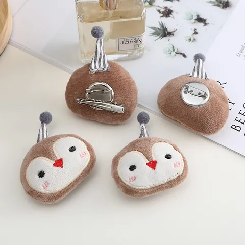 Cute Plush Penguin Baby Brooch Pin Cartoon Animal Plushie Badge Hair Clip Costume Accessories For Clothes Bags Students Decor