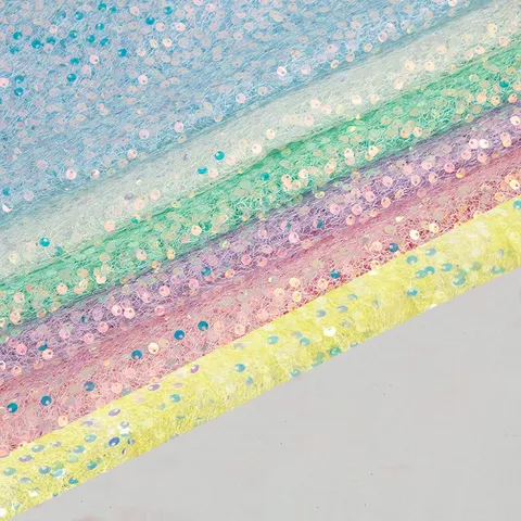 Iridescent Sequin Embroidered Fabric Colorful Sequins Mesh Fabric For Wedding Dress Party Stage Costumes Sewing Material