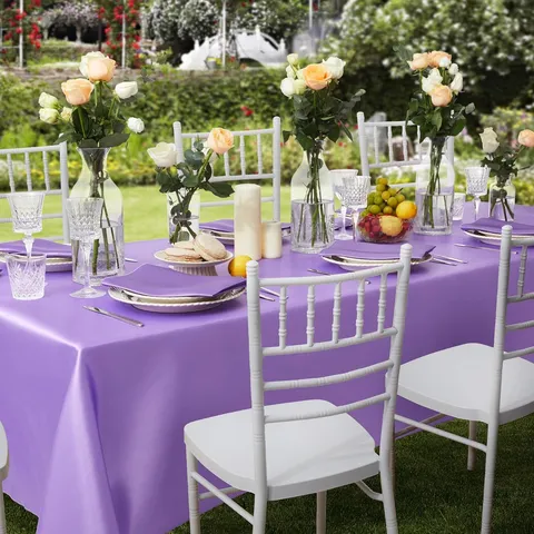 Rectangular Satin Tablecloth Silk Luster Solid Color Table Cover For Wedding Banquet Party Hotel Home Kitchen Decoration
