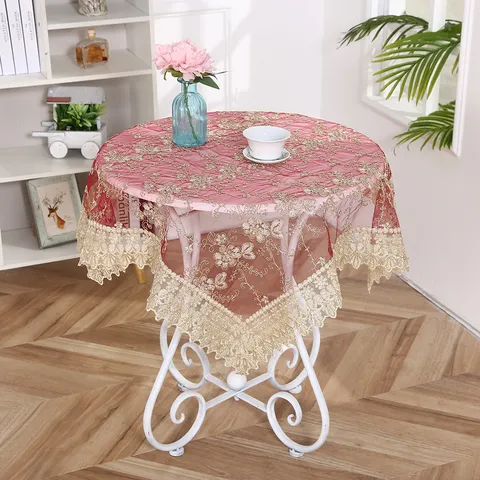 Nordic Floral Embroidered Lace Tablecloth Elegant Polyester Table Cover Minimalist Kitchen Dining Table Decor Fabric