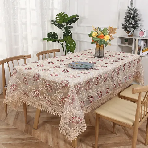 Luxury Lace Embroidered Tablecloth Rectangular Table Cloth Floral Table Cover For Dining Room Kitchen Home Decor