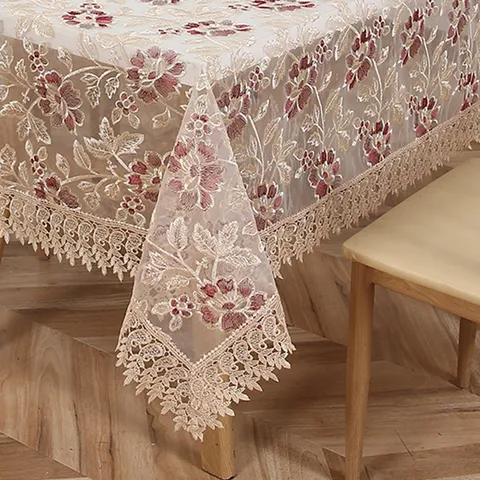 Luxury Lace Embroidered Tablecloth Rectangular Table Cloth Floral Table Cover For Dining Room Kitchen Home Decor