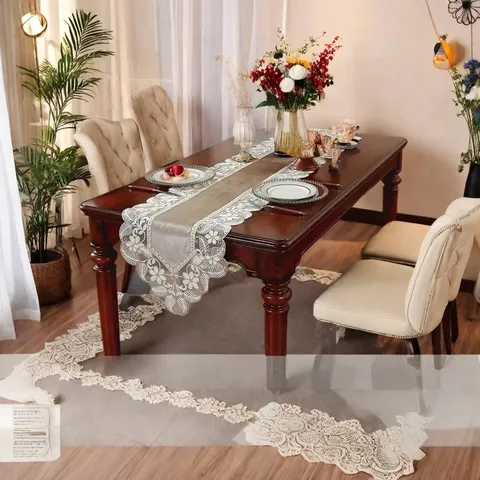 American Light Luxury Table Runner Floral Lace Patchwork Polyester Fabric Tablecloth For Dining Room Home Decor