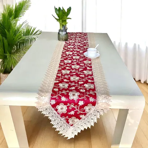 American Country Lace Table Runner Embroidered Floral Tablecloth Dining Room TV Cabinet Decorative Fabric