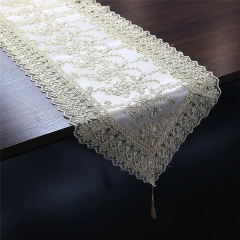 Camino de Mesa de Encaje de Poliéster Estilo Nórdico Con Bordado Borlas Decoración del Hogar
