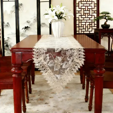 Nordic Style Embroidered Lace Table Runner Luxury Tablecloth For Dining Room Living Room Home Decor Coffee Table
