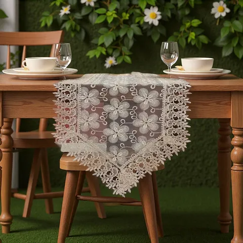 American Style Mesh Embroidery Table Runner Long Dresser Scarf For Dining Table Coffee Table TV Cabinet Home Decor