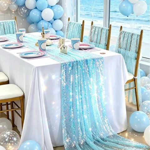 Meerjungfrau Schillernder Pailletten Tischläufer Glitzernde Tischdecke Für Hochzeit Geburtstag Party Hotel Bankett Heimdekoration