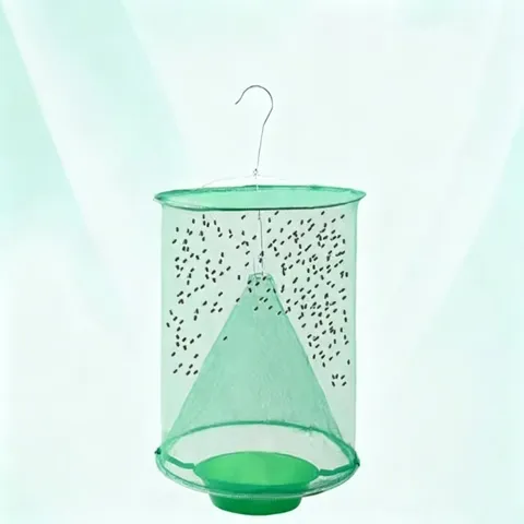 Trappola Per Mosche Sospesa All'aperto Gabbia Riutilizzabile In Rete Con Vassoio Per Esca Per Controllo Parassiti Da Giardino Verde