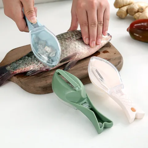 Outil Écaleur de Poisson Portatif Avec Couvercle Transparent Anti-Éclaboussures En Plastique Écailleur Manuel Gadgets de Cuisine