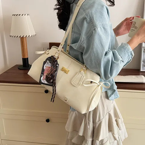 Γυναικεία Vintage Boston Τσάντα PU Δέρμα Casual Ώμου Χειρός Μεγάλη Χωρητικότητα Τσάντα Χειρός Με Κρεμαστό