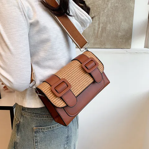 Women Fashion PU Leather Contrast Color Satchel Bag Casual Daily Commuter Crossbody Small Square Bag Top Handle Handbag