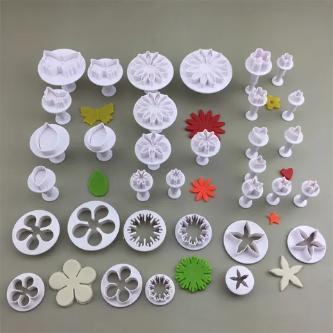 Plastic Fondant Plunger Cutters Flower Butterfly Heart Shape Cake Decoration Embossing Mold For Baking Clay Crafting