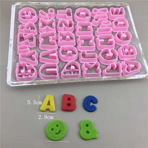 Plastic Capital Alphabet Letters Fondant Biscuit Cookie Cutters Set Press Mold Cake Decorating Smily Symbol Hand Craft Clay Stamp