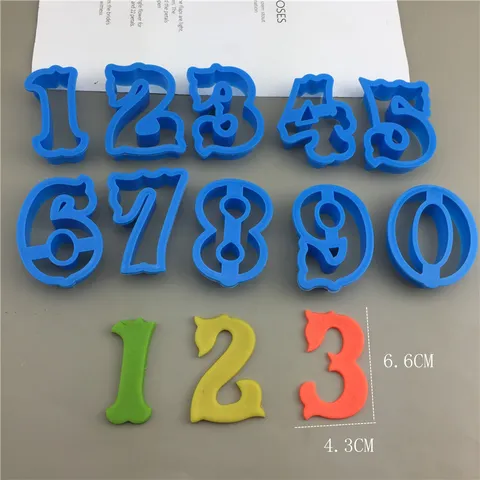 Large Number Plastic Cookie Cutters Cake Fondant Press Mold Set Numerical Pattern Clay Craft Stamp Baking Tool For Cake Decoration