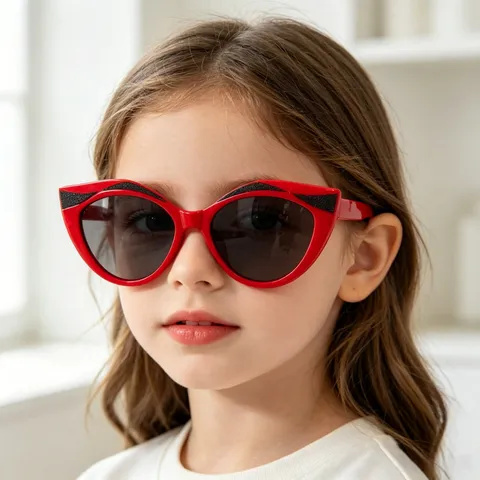 Kinder Katzenauge Glitzer Sonnenbrille Personalisierte Harz Vollrand Sonnenschutz Brille Für Kinder Outdoor Strand