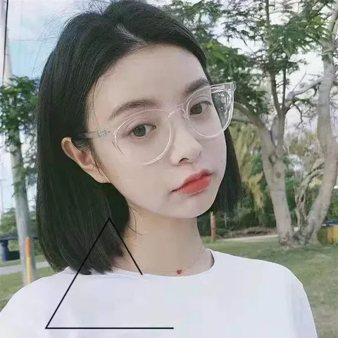 Gafas Ópticas Ovaladas de Estilo Coreano Anti-Luz Azul Montura Completa de Policarbonato Lentes Claras para Mujeres Estudiantes
