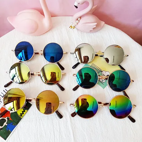 Kinder Retro Runde Metall Sonnenbrille Mode Vollrand Getönte Spiegelgläser Brillen UV400 Sonnenschutz Brille Für Kleinkinder Party Draußen Straße