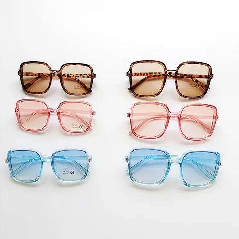 Gafas de Sol Cuadradas Grandes de Moda para Mujeres Hombres Color Degradado Protección Solar Montura Completa