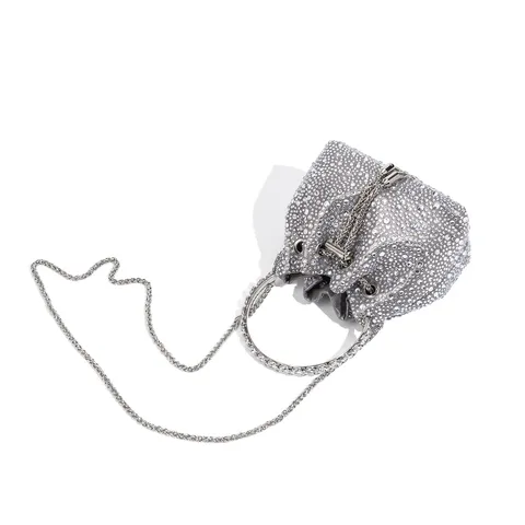 Bolso de Noche de Estrass de Lujo Mujer Bolso de Cubo de Cristal Brillante Acrílico Cadena de Metal Bolso Bandolera