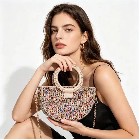 Mujeres Diamante De Imitacion Bolso De Noche Perla Diamante Lujo Cadena Bolso Bandolera Fiesta Acrilico