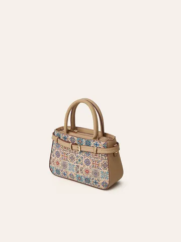 Bolso de Mano de Corcho Estampado Étnico para Mujer Bolso Bandolera con Patrón Geométrico Vintage Bolso Casual con Asa Superior