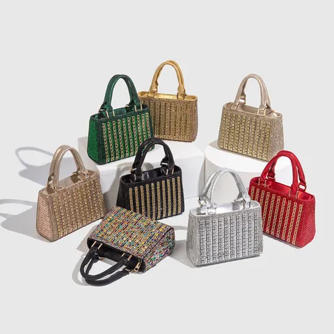 Bolso de Noche de Diamantes de Imitación para Mujer Bolso de Mano de Cristal Brillante Acrílico Bolso de Hombro con Cadena de Lujo