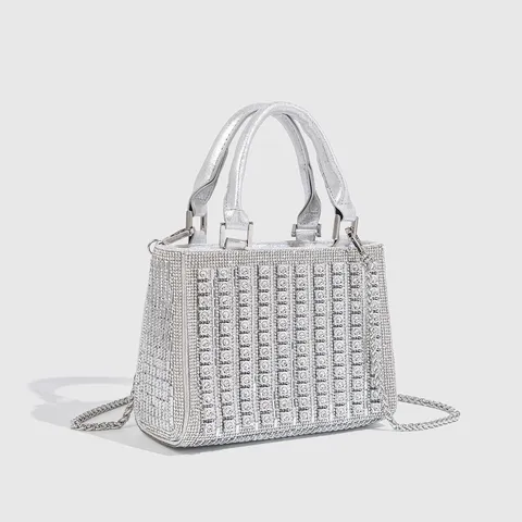 Bolso de Noche de Diamantes de Imitación para Mujer Bolso de Mano de Cristal Brillante Acrílico Bolso de Hombro con Cadena de Lujo