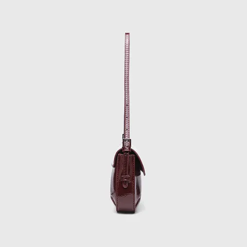 Bolso de Hombro Baguette de Cuero PU para Mujer Bolso de Mano Debajo del Brazo con Solapa Retro Commuter Color Sólido Moda Asa Superior