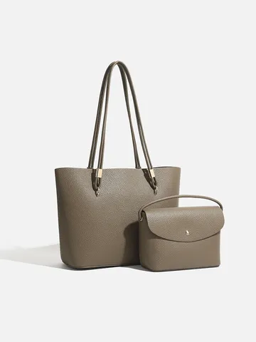 Mujeres Bolso Tote de Gran Capacidad Cuero PU Casual Commuter Bandolera Vintage Bolso de Mano Con Pequeño Estuche