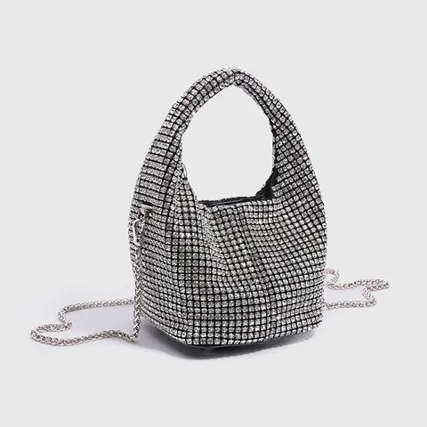 Bolso Cubo con Strass para Mujer Lujoso Bolso Bandolera de Cristal Bolso de Hombro de Cadena Acrílica de Moda