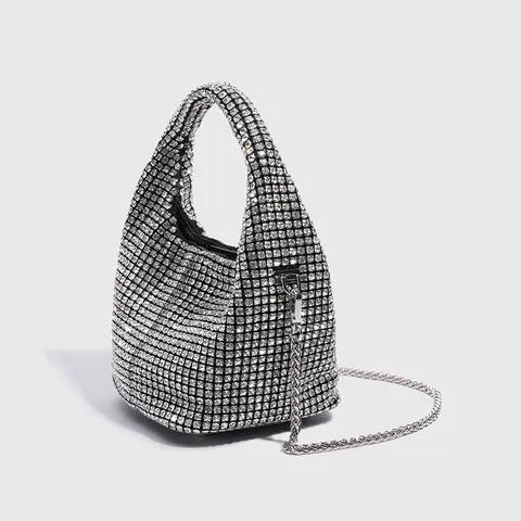 Bolso Cubo con Strass para Mujer Lujoso Bolso Bandolera de Cristal Bolso de Hombro de Cadena Acrílica de Moda