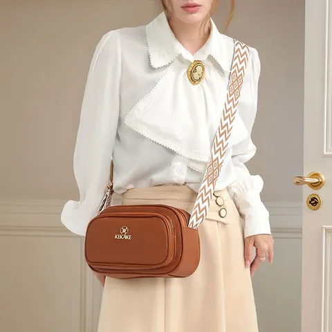 Bolso Bandolera de Cuero PU para Mujer Patrón de Lichi Bolso Cuadrado Pequeño Bolso de Hombro Multicapa Correa Tejida Bolso de Mano