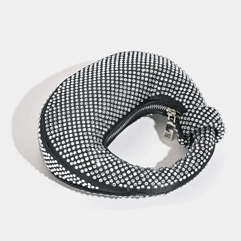 Diseño de Nicho Completo Diamante de Imitación Dumpling Bolso Mujer Moda Noche Bolso de Mano Embrague Versátil