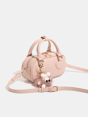 Bolso de Mano Casual de Cuero PU con Patrón de Cocodrilo para Mujer Bolso Satchel Elegante con Parche de Corazón y Colgante de Muñeca de Peluche