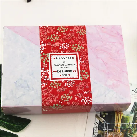 Festliche Chinesische Neujahr Rote Verpackung Siegel Aufkleber Blumen Geschenkbox Dekorative Bänder Kuchenschachtel Versiegelungsetiketten