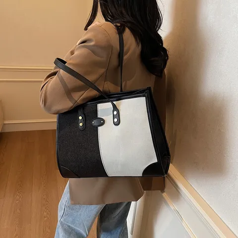 Casual Denim Patchwork Tote Tsanta Gia Gynekes Vintage Colorblock Tsanta Omoou Megalis Horitikotitas Handbag