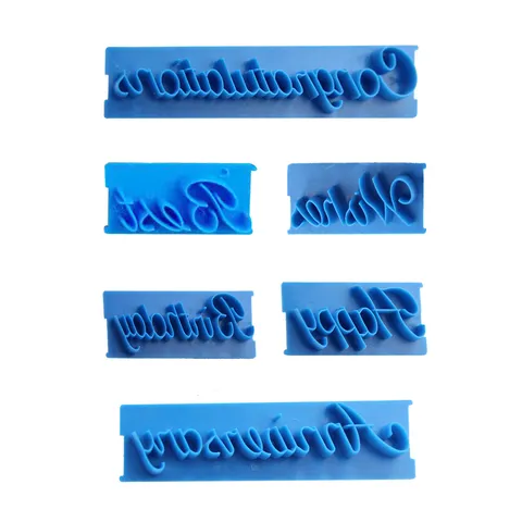 Plastic Happy Birthday Alphabet Impression Stamp Cake Mold Script Scripting Font Letter Embosser Decorating Tool For DIY Baking Biscuit Fondant Paste Craft