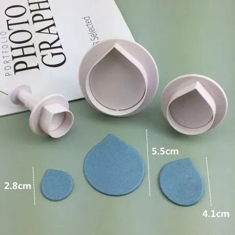 Plastic Waterdrop Fondant Plunger Cutter Set Cake Decorating Chocolate Biscuit Baking Mold DIY Decorating Sugarcraft Tool