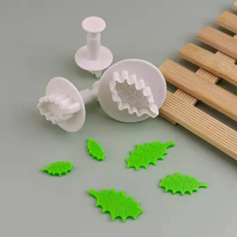 Plastic Holly Leaf Fondant Cake Mold Cookie Plunger Cutter For Baking Bread Pastry Decorating Home Kitchen