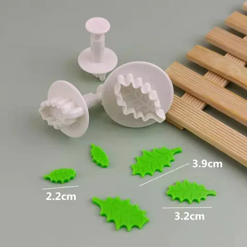 Plastic Holly Leaf Fondant Cake Mold Cookie Plunger Cutter For Baking Bread Pastry Decorating Home Kitchen