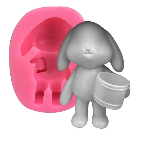 Cute Rabbit Silicone Mold 3D Bunny Shape Handmade Soap Aroma Gypsum Diffuser Stone Chocolate Cake Decorating Mold Craft Tool