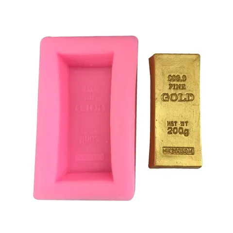 Gold Bar Silicone Mold Large Realistic Brick Shape Baking Tool For Fondant Cake Chocolate Handmade Soap Decoration Craft Mold