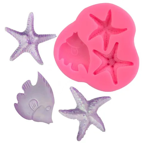 Silicone Cake Mold Marine Life Starfish Fish Shape Fondant Chocolate Baking Decor Resin Craft Mold For Home Bakery Party