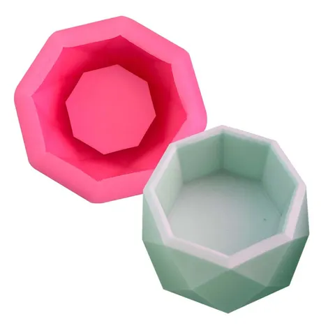 Stampo in Silicone Ottagono Stampo per Vassoio Base per Vaso da Fiori per Piante Grasse Gesso Candela Sapone Resina Artigianato Fai da Te