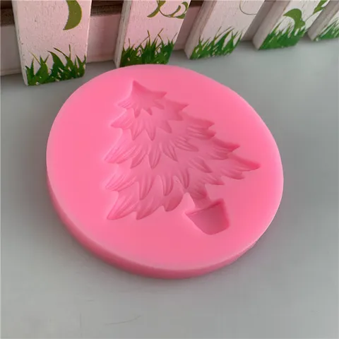 Silicone Christmas Tree Fondant Cake Decoration Mold Holiday Theme DIY Chocolate Baking Pastry Craft Sugar Mold For Home Party Kitchen Tool