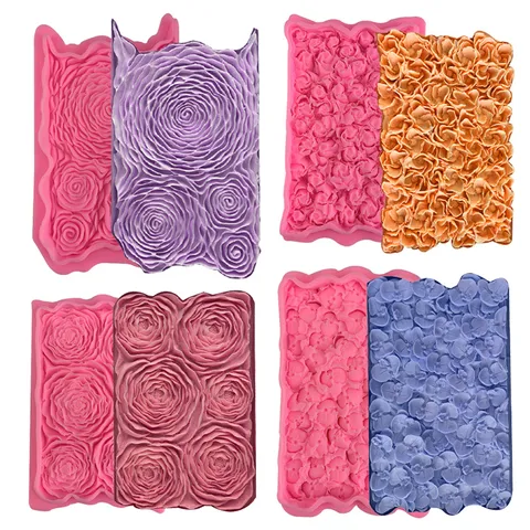 Stampo per Fondente in Silicone con Fiori di Rosa Decorazione Cioccolato Bordo Pizzo Stampo per Torte per Decorare Torte di Matrimonio Compleanno