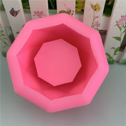 Stampo in Silicone Ottagono Stampo per Vassoio Base per Vaso da Fiori per Piante Grasse Gesso Candela Sapone Resina Artigianato Fai da Te
