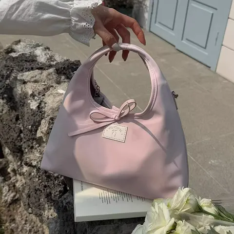 Women Casual PU Leather Crossbody Bag Fashion Solid Color Shoulder Handbag With Sweet Bowknot Decoration Daily Use