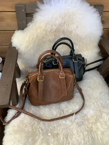 Retro PU Leather Boston Bowling Bag For Women Fashion Top Handle Commuter Crossbody Handbag Casual Chic Shoulder Bag